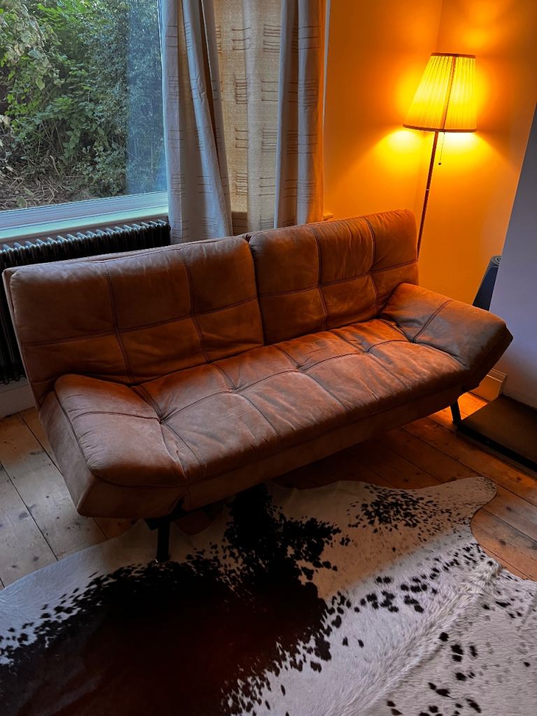 Brown Fabric Sofa Bed – Good Condition