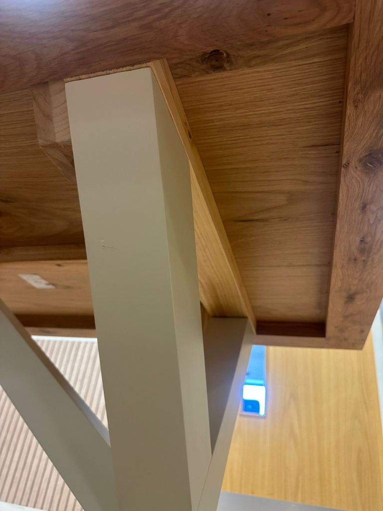 Wayfair Longview Oak Solid Wood Dining Table Buttermilk Cream X Cross Legs rrp £850