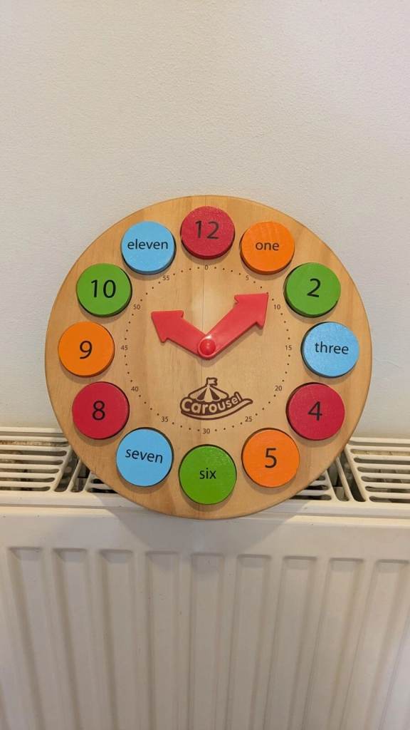 Wooden Learn and Tell the Time Clock S scotssmiler (1332) Private