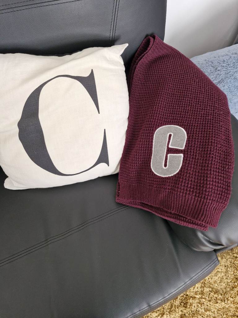 image for Alphabet &quot;C&quot; scarf and cushion in very good condition 