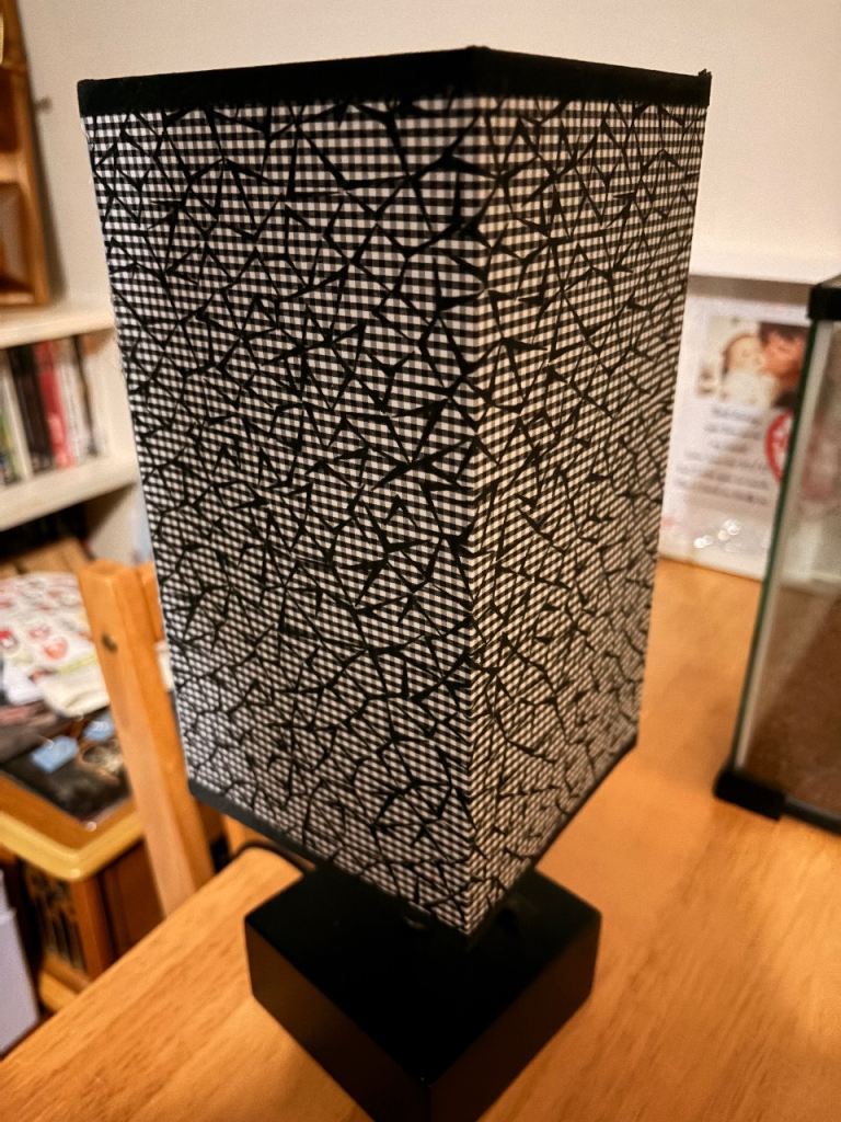 Stylish Black and White Table Lamp with USB Ports