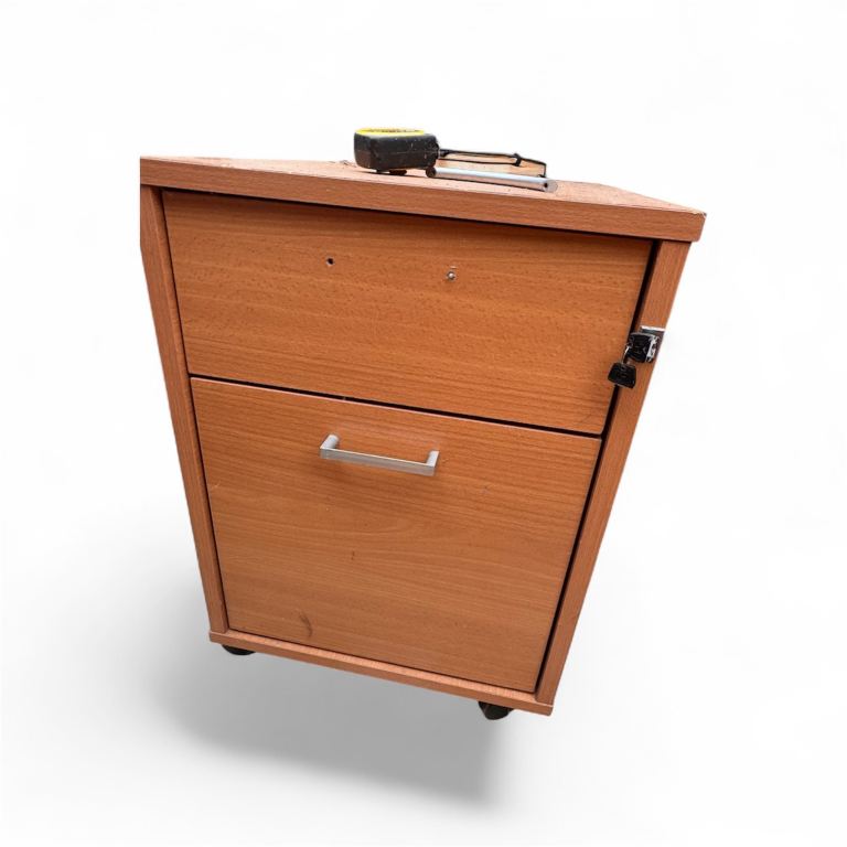 Wooden Office Filing Cabinet on Wheels – Good Condition