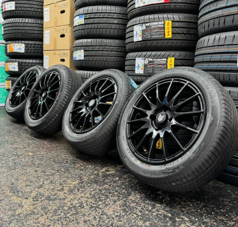 16” 4x108 Peugeot Citroen Alloys New Black Fox Wheels & Tyres
