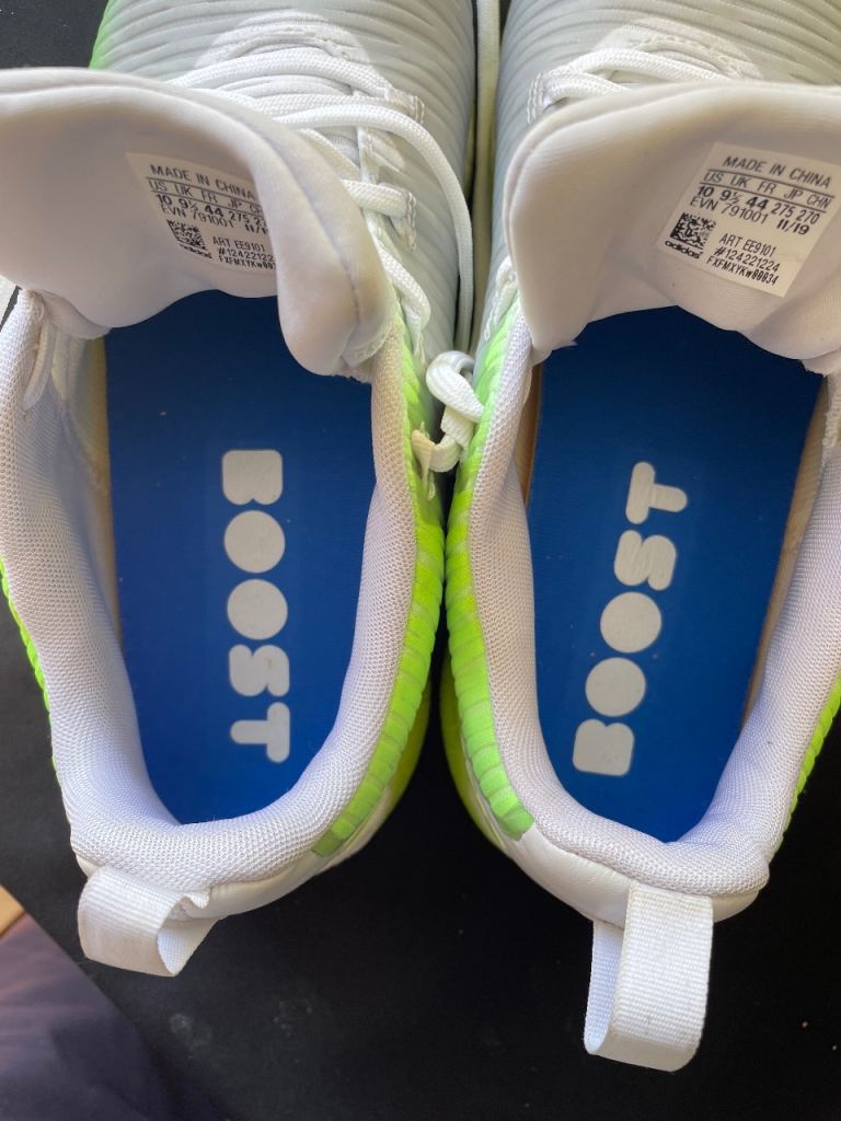 Adidas BOOST Golf Shoes – White & Neon Green, UK 9.5
