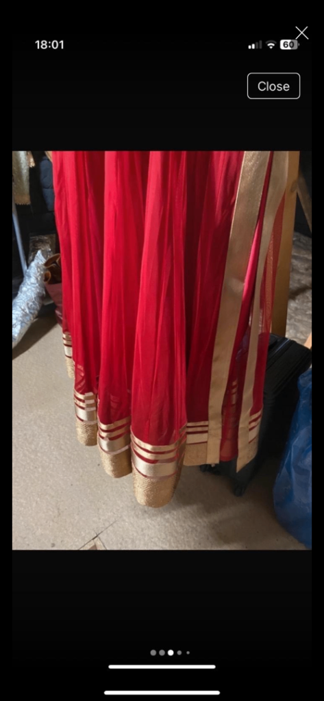 Red and Gold Anarkali. 