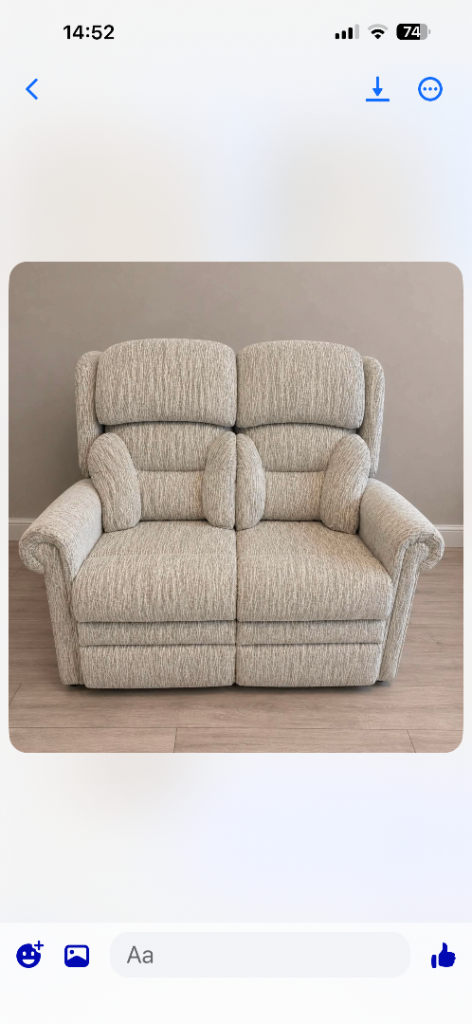 Comfortable Grey Fabric 2-Seater Recliner Sofa