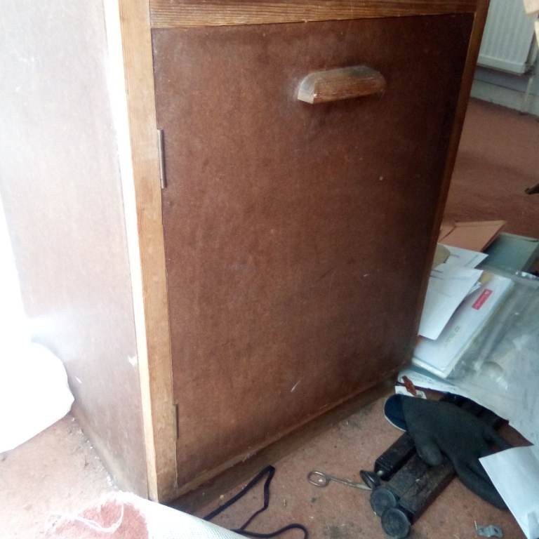 cupboard, really sturdy solid, solid wood, 1 solid wood drawer & shelf. 30.75 h, 20 d, 18 w inches