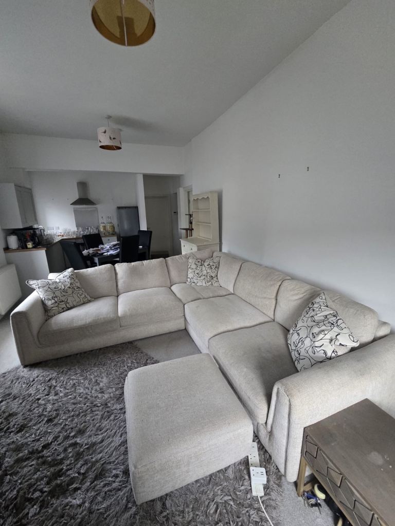 Dfs cream sofa with foot stool