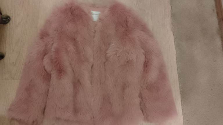Girls pink TU faux fur jacket 