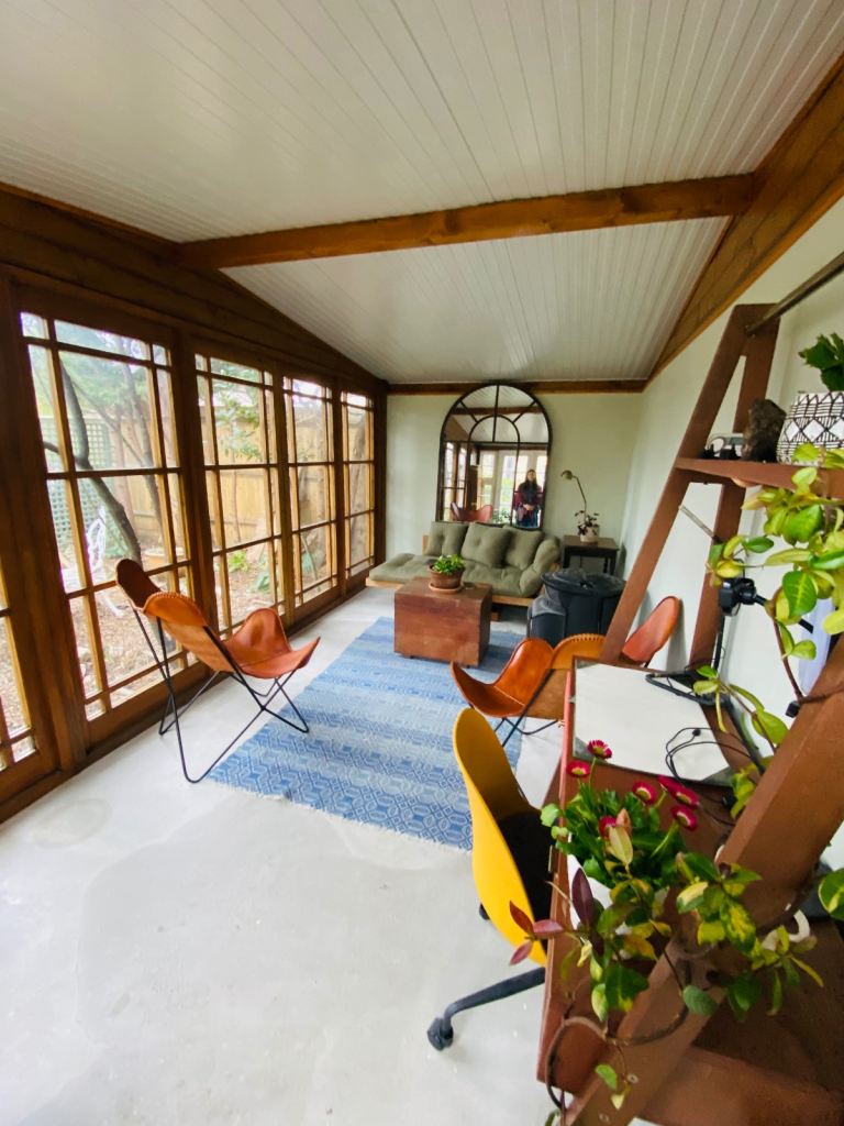 image for industrial-style arched window mirror