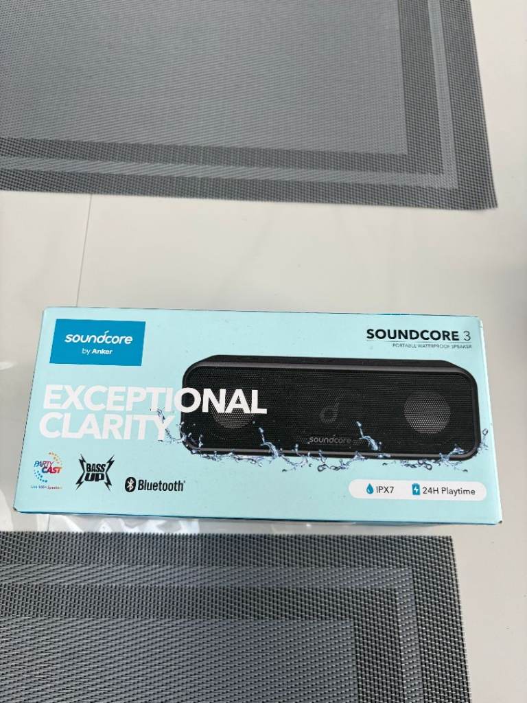 Anker Soundcore 3 Bluetooth Speaker with Stereo Sound with case Waterproof, Custom EQ via App 