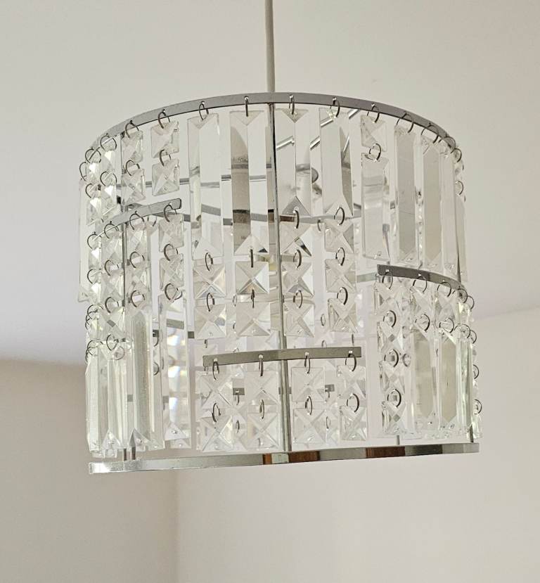 Crystal Chandelier Style Ceiling Light Shades – Silver/Clear