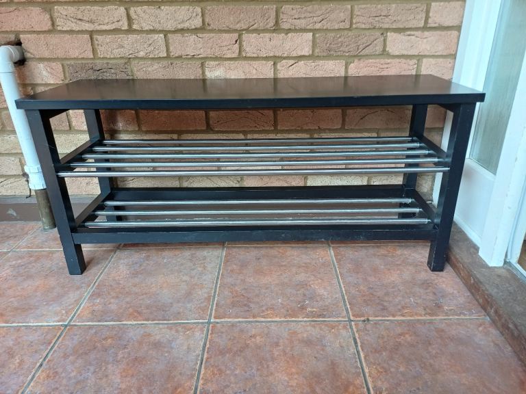 Ikea TJUSIG Bench with shoe storage, black