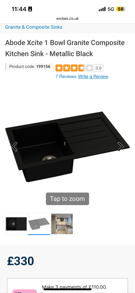 Kitchen Sink - Metallic Black. BRAND NEW & BOXED