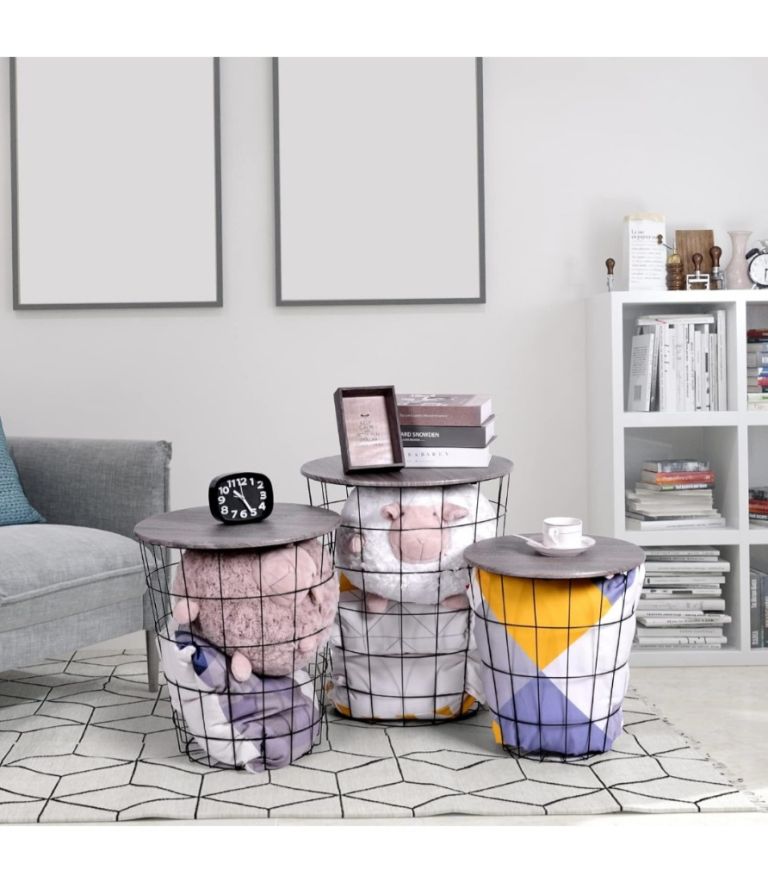 Bnib set of 3 Nesting Retro Wire Coffee Tables Stacking Storage