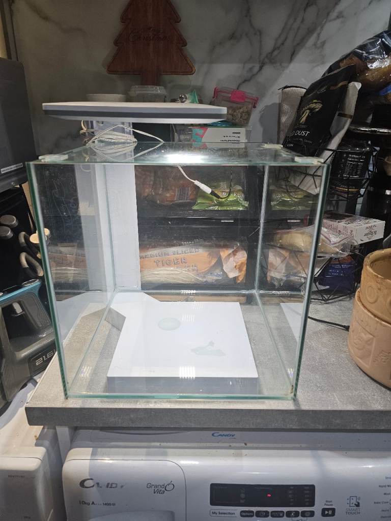 30ltr white cube fish tank aquarium with built in led light