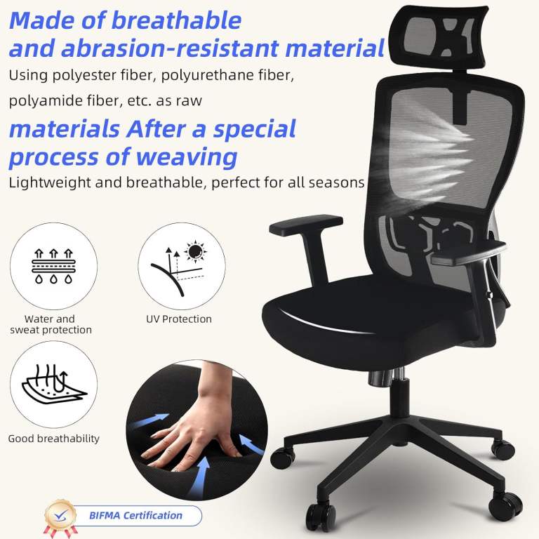 Office Desk Chair with Adjustable Headrest, Lumbar support and Liftable Armrest