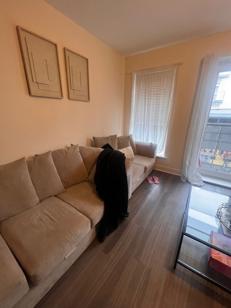 The Sofa Club Large Beige Fabric Corner Sofa – Good Condition