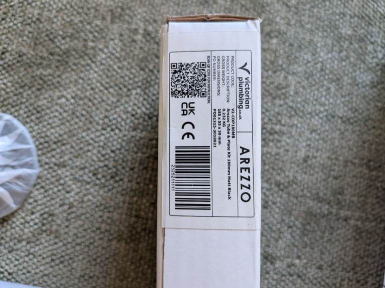 Arezzo Matt Black Radiator Pipe Kit & Cover Plates - Brand New