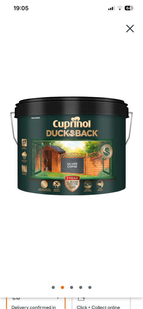 Cuprinol Ducksback Fence & Shed Paint – Silver Copse, 5L