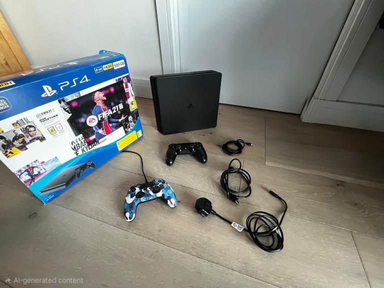 PS4 Slim 500GB Console + 3 Controllers + Original Box & Cables + games