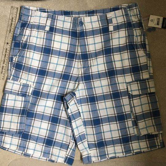 Mens plaid cargo style shorts 38" waist NEW with labels
