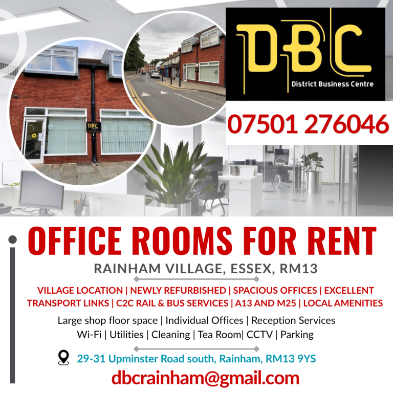 OFFICE ROOMS & A3 USE GROUND FLOOR SHOP AVAILABLE FOR RENT IN RAINHAM RM13