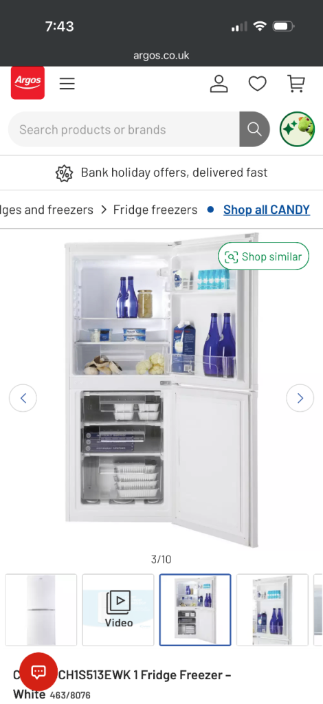 Candy fridge freezer 