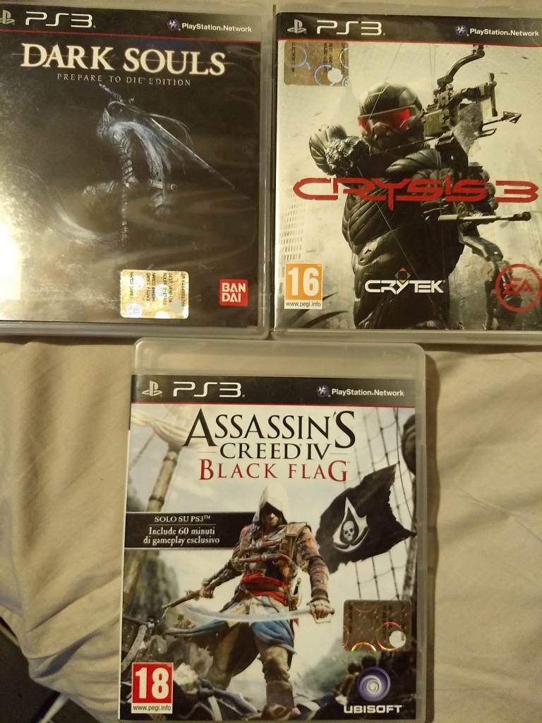 PS3 videogame (Dark souls. Crysis 3, Assassins creed IV)