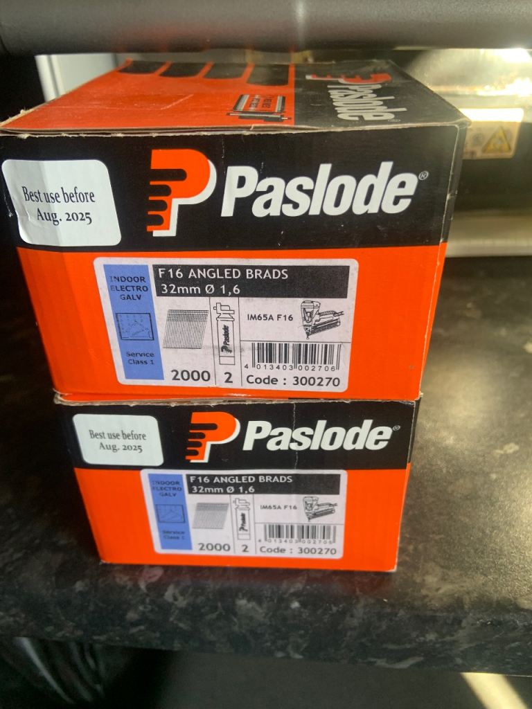 Paslode F16 Angled Brads 32mm – New, Two Boxes