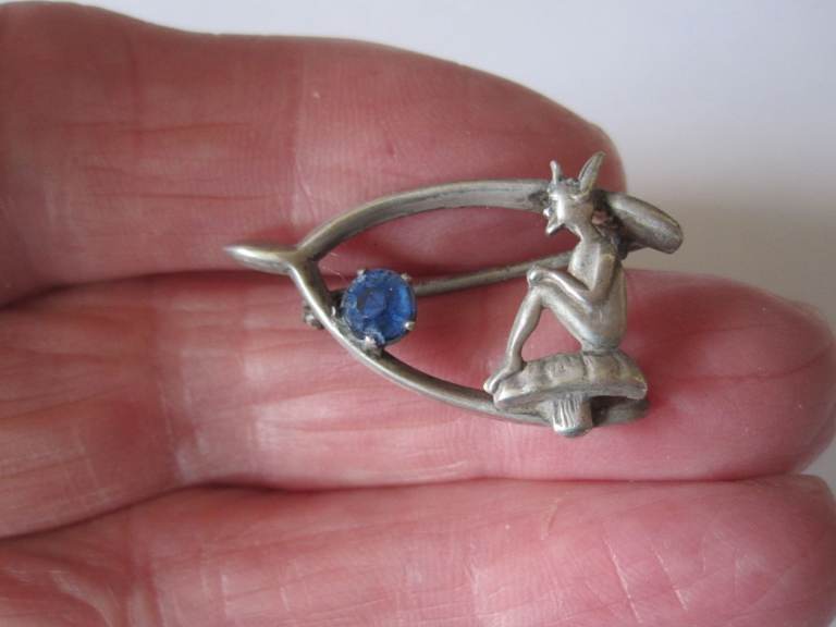 Antique Sterling Silver Cornish Imp Brooch