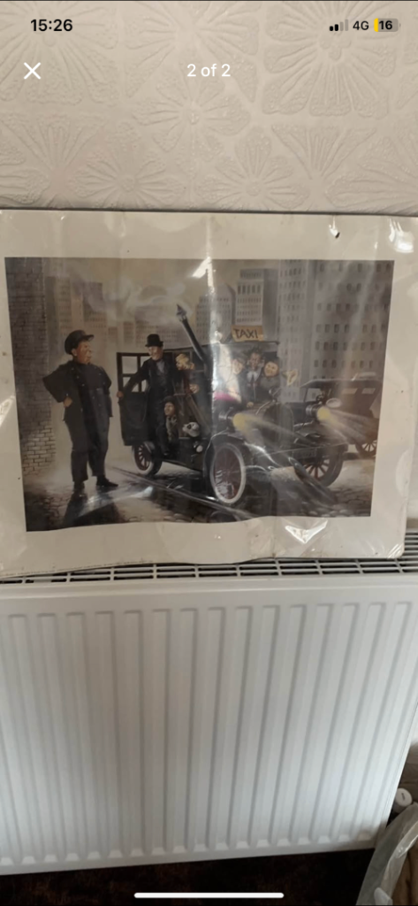 Print of an old fashion taxi 