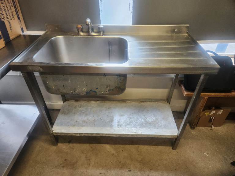 Stainless Steel SINK Large bowl Shelf Hot/Cold tap with Lip