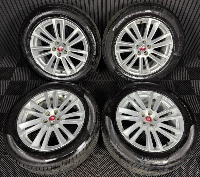 19'' GENUINE JAGUAR F PACE SILVER 7 DOUBLE SPOKE ALLOY WHEELS TYRES 