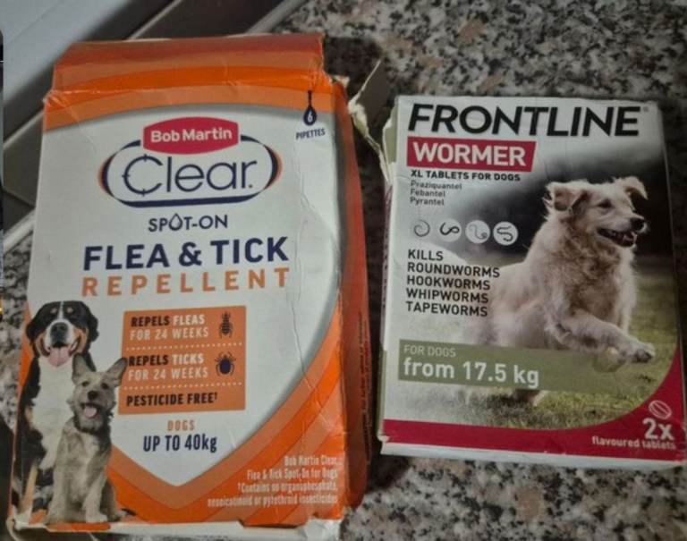 Dog wormer & flea/tick repellent