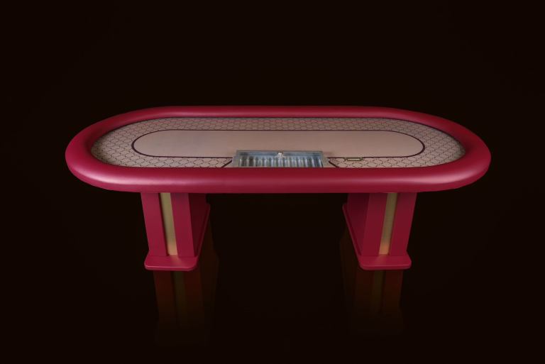 Poker table metallic chips tray leather legs drop box