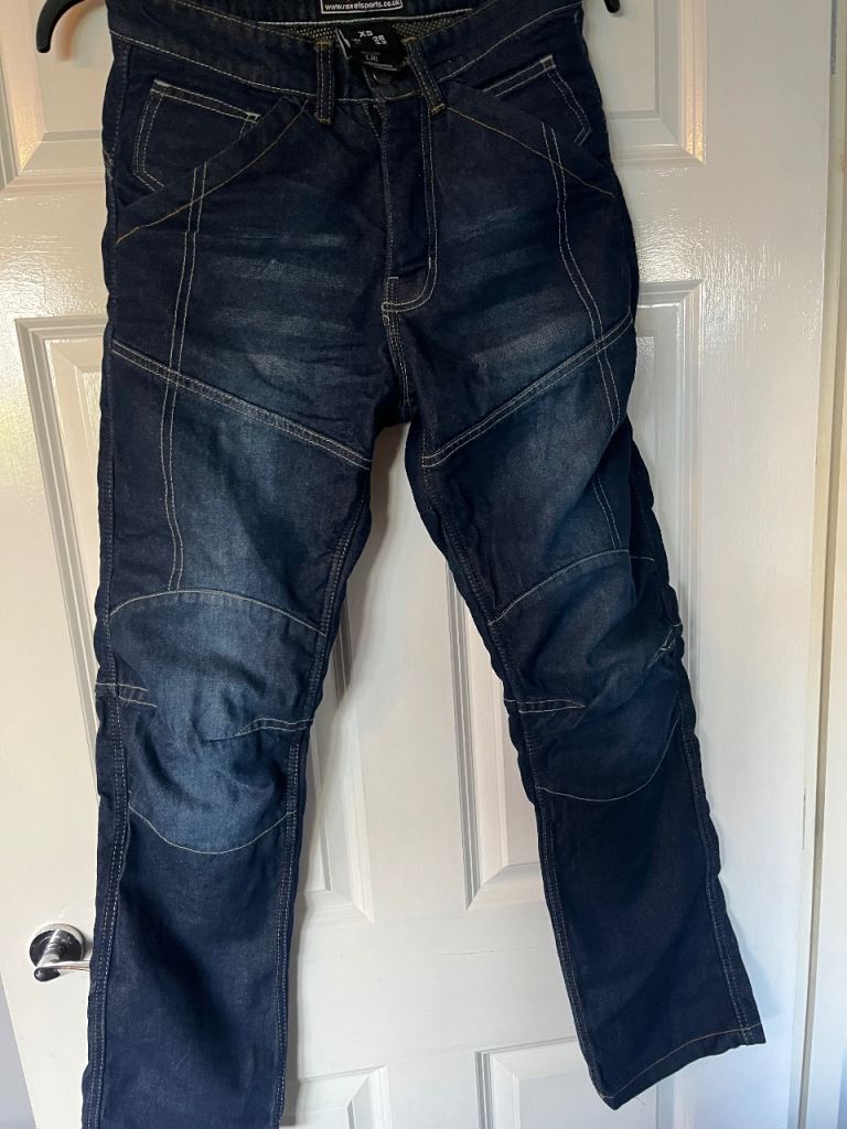 Blue Motorcycle Jeans Motorbike Pant Denim Trousers CE Armoured Made with Kevlar waist 28