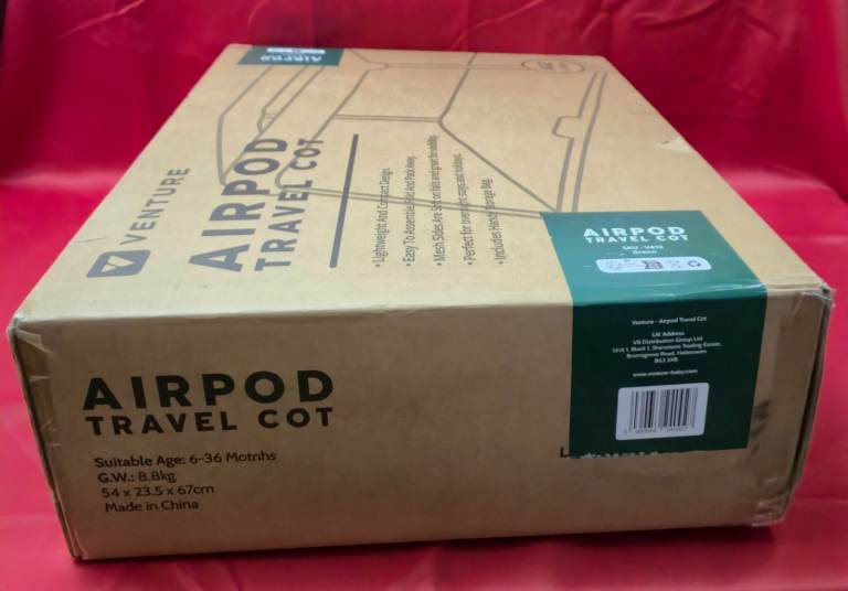 Venture Airpod Travel Cot – Lightweight Foldable 0-3 years (Green)