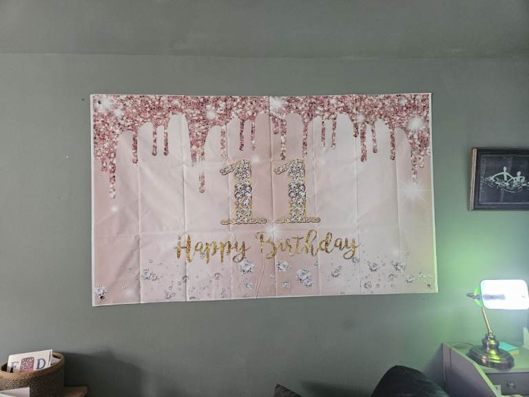  11th Birthday 2 large backdrop banners. 1 door and 1 for the wall, Rose Gold