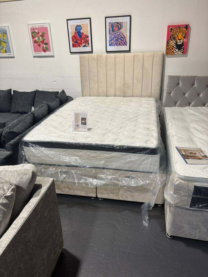 🔥🔥Brand New Stunning & Modern 4ft6 Luxury Double Divan Bed With Mattress ~ Quick & Free Delivery🚛