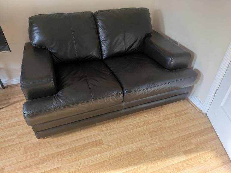 Black Leather 2 seater sofa DFS