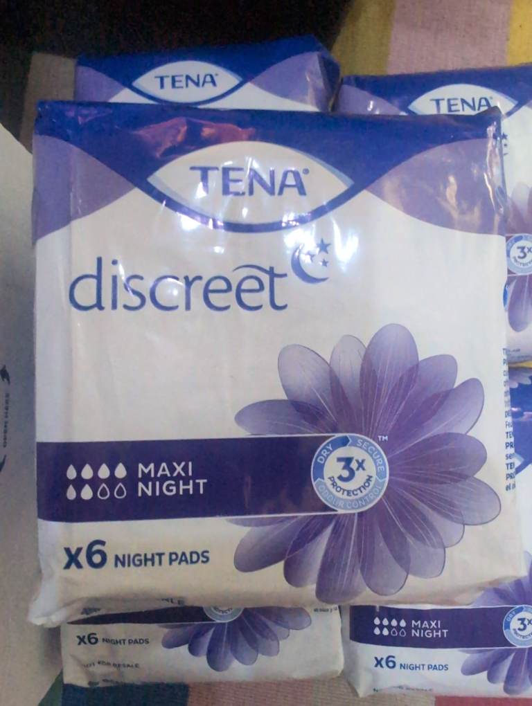 9 pack bundle Tena Discreet Maxi Night Pads – Brand New