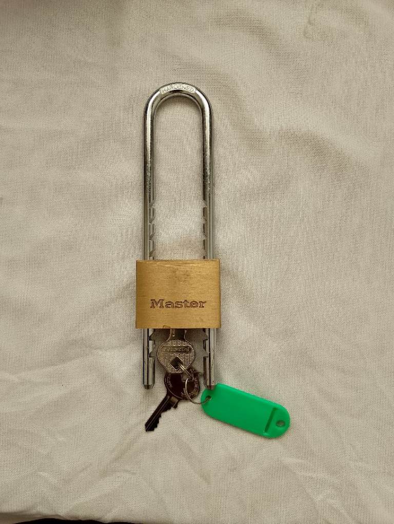 image for Master Hardened Long Shackle Padlock. 18 x 4.5 x 1.4 cm