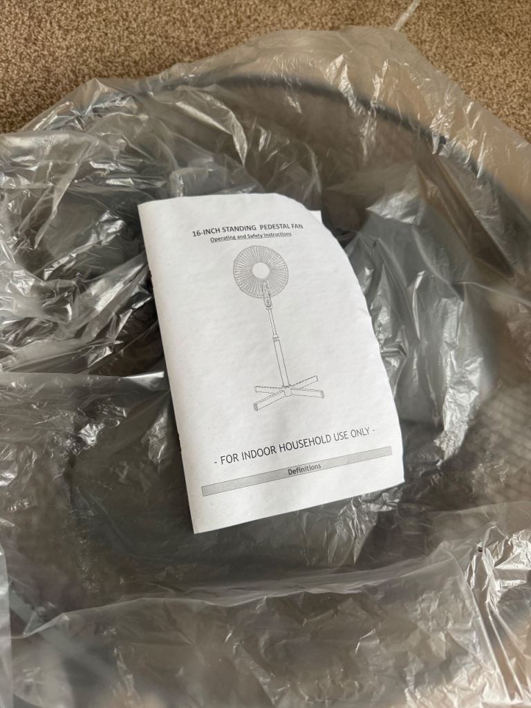 New 16 Inch Pedestal Fan - grey 3 Speed Oscillating