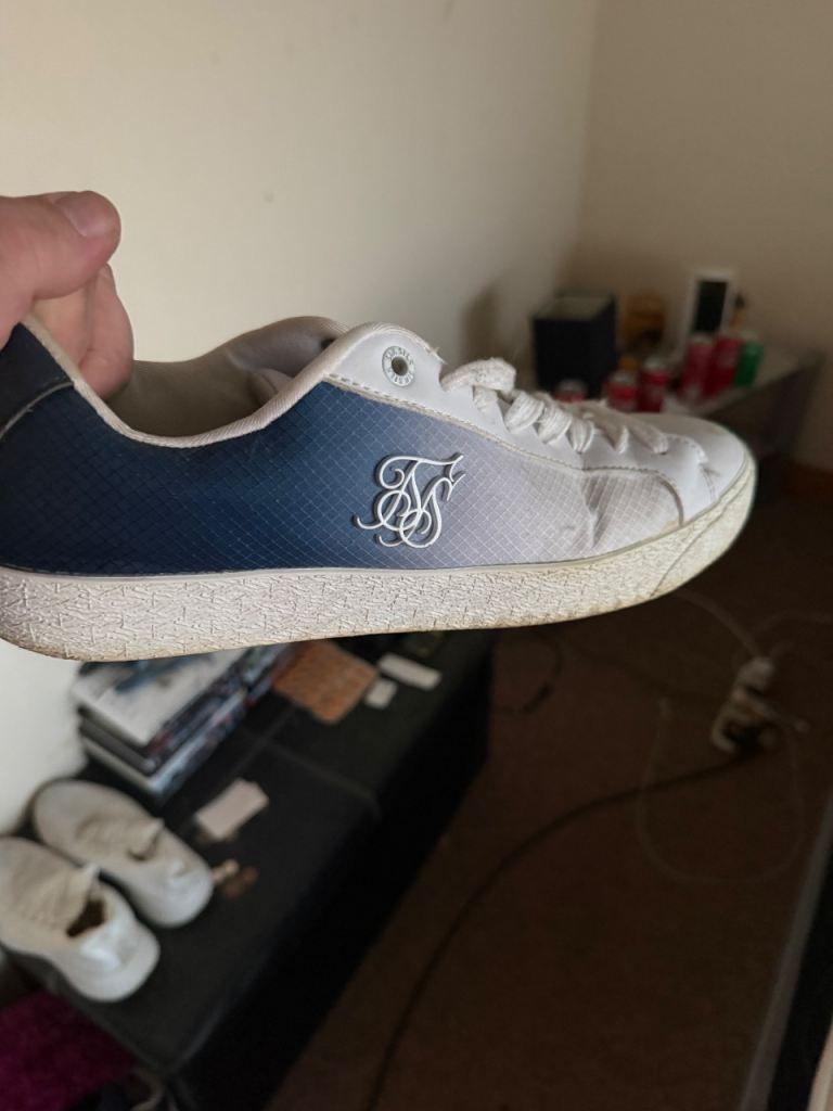 SikSilk Men's Casual Trainers - Blue/White, UK 8, Good Condition