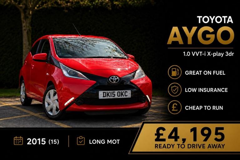 2015 Toyota AYGO 1.0 VVT-i X-Play 3dr Hatchback Petrol Manual