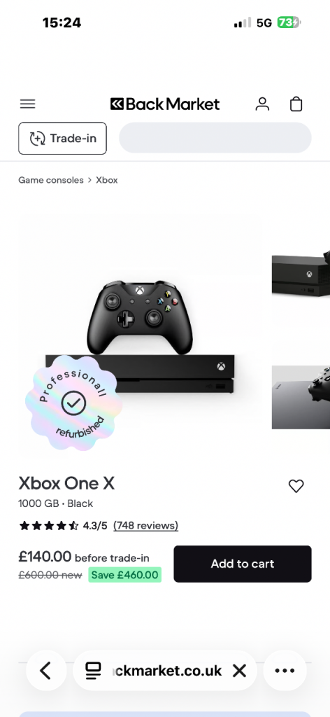 Xbox One X 1TB Console with Controller – Professional Refurbished