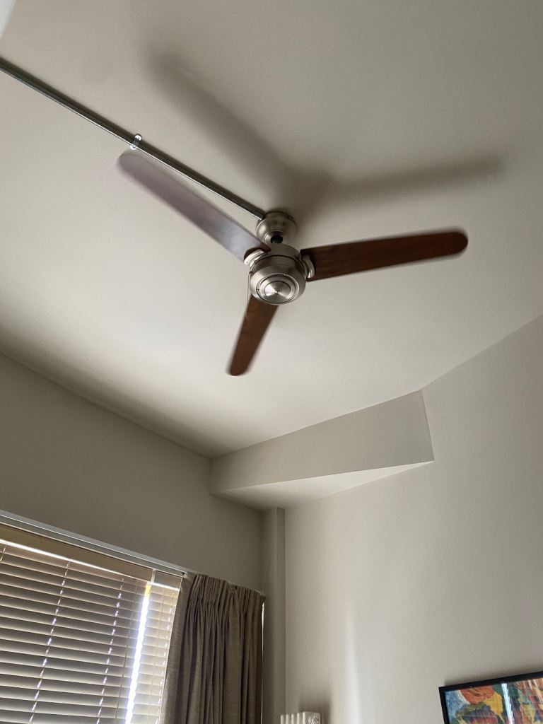 Hunter ceiling fan dark or light wood blades brushed steel
