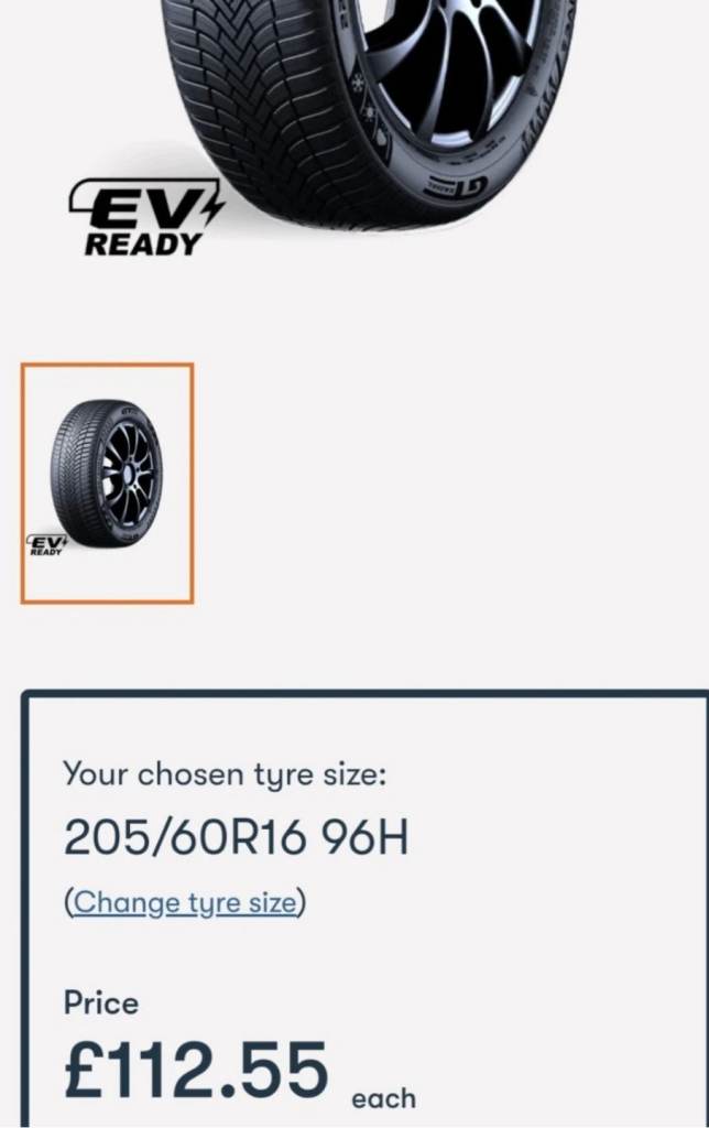 205 60R16 96H XL GT  Climate Active Tyres X2 EV Ready New