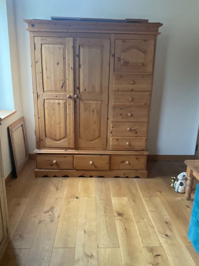 Pair of pine wardrobes